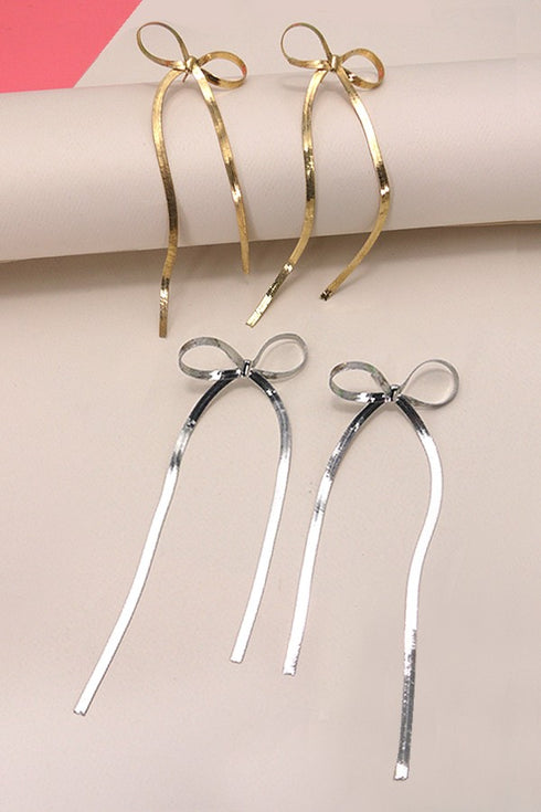 HERRINGBONE BOW EARRINGS